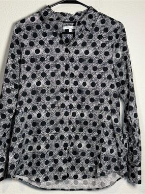 Foxcroft Wrinkle Free Black & White Polka Dot Button-Down Blouse